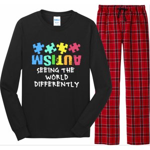 Autism Upside Down Autism Seeing The World Differently Gift Long Sleeve Pajama Set