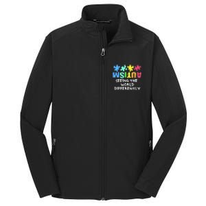 Autism Upside Down Autism Seeing The World Differently Gift Core Soft Shell Jacket