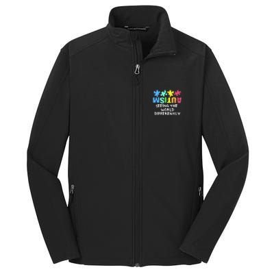 Autism Upside Down Autism Seeing The World Differently Gift Core Soft Shell Jacket