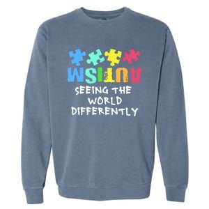 Autism Upside Down Autism Seeing The World Differently Gift Garment-Dyed Sweatshirt