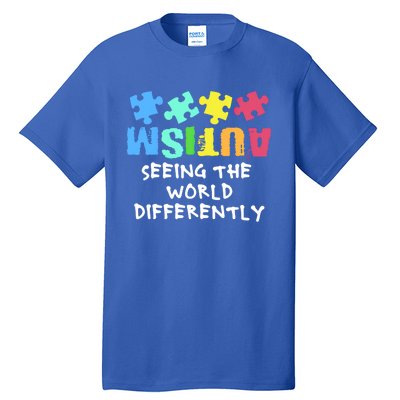 Autism Upside Down Autism Seeing The World Differently Gift Tall T-Shirt