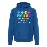 Autism Upside Down Autism Seeing The World Differently Gift Premium Hoodie