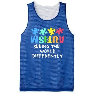 Autism Upside Down Autism Seeing The World Differently Gift Mesh Reversible Basketball Jersey Tank