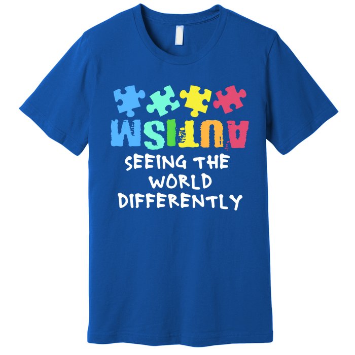 Autism Upside Down Autism Seeing The World Differently Gift Premium T-Shirt