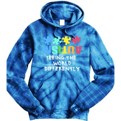 Autism Upside Down Autism Seeing The World Differently Gift Tie Dye Hoodie