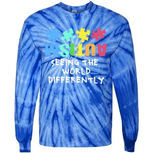 Autism Upside Down Autism Seeing The World Differently Gift Tie-Dye Long Sleeve Shirt