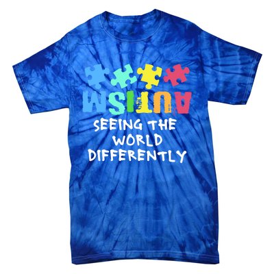 Autism Upside Down Autism Seeing The World Differently Gift Tie-Dye T-Shirt