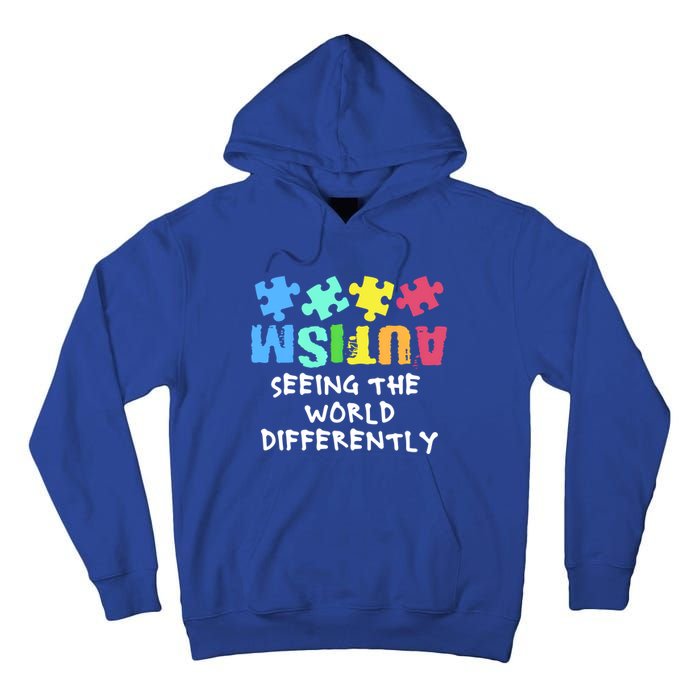 Autism Upside Down Autism Seeing The World Differently Gift Tall Hoodie