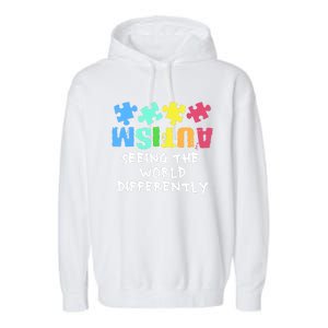 Autism Upside Down Autism Seeing The World Differently Gift Garment-Dyed Fleece Hoodie