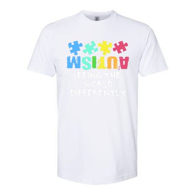 Autism Upside Down Autism Seeing The World Differently Gift Softstyle® CVC T-Shirt