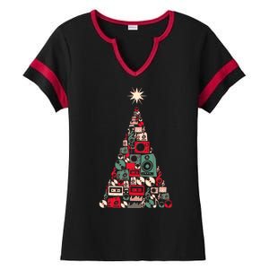 Audio Music Fan Christmas Tree Ladies Halftime Notch Neck Tee