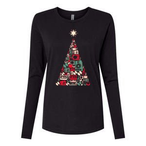 Audio Music Fan Christmas Tree Womens Cotton Relaxed Long Sleeve T-Shirt