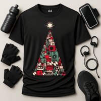 Audio Music Fan Christmas Tree Cooling Performance Crew T-Shirt