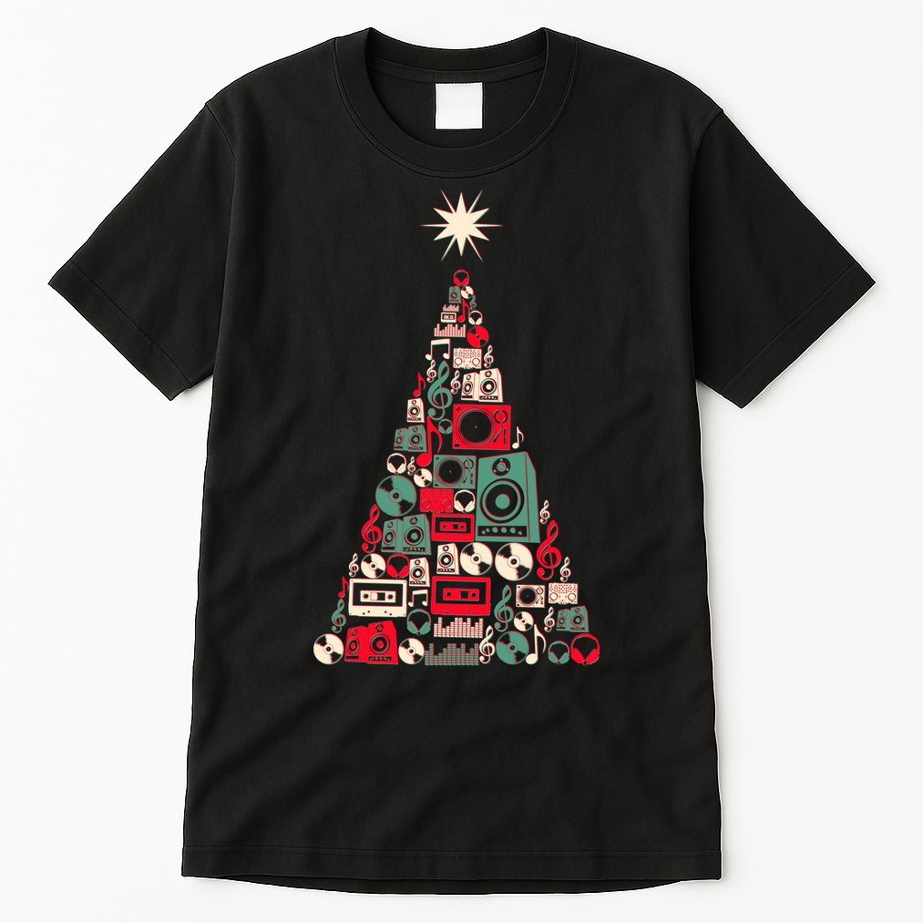 Audio Music Fan Christmas Tree Tall T-Shirt