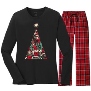 Audio Music Fan Christmas Tree Women's Long Sleeve Flannel Pajama Set 