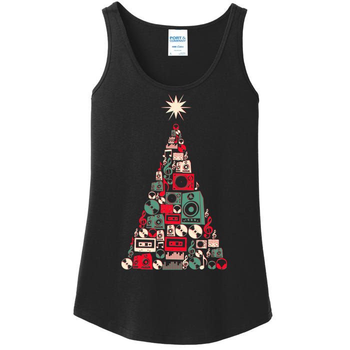 Audio Music Fan Christmas Tree Ladies Essential Tank