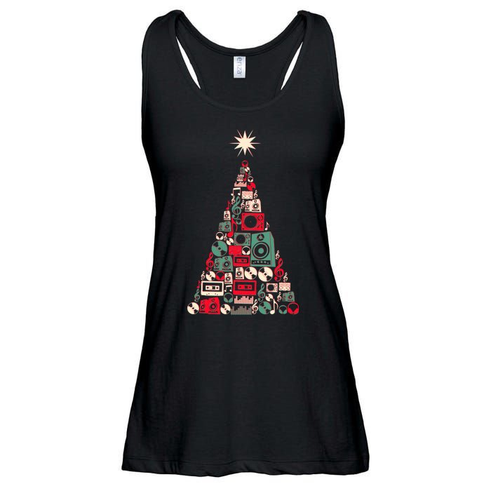 Audio Music Fan Christmas Tree Ladies Essential Flowy Tank