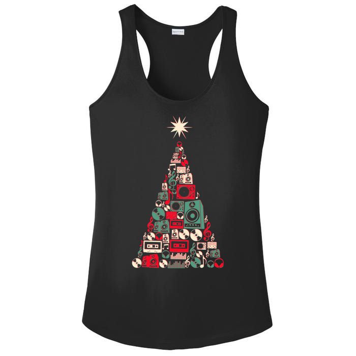 Audio Music Fan Christmas Tree Ladies PosiCharge Competitor Racerback Tank