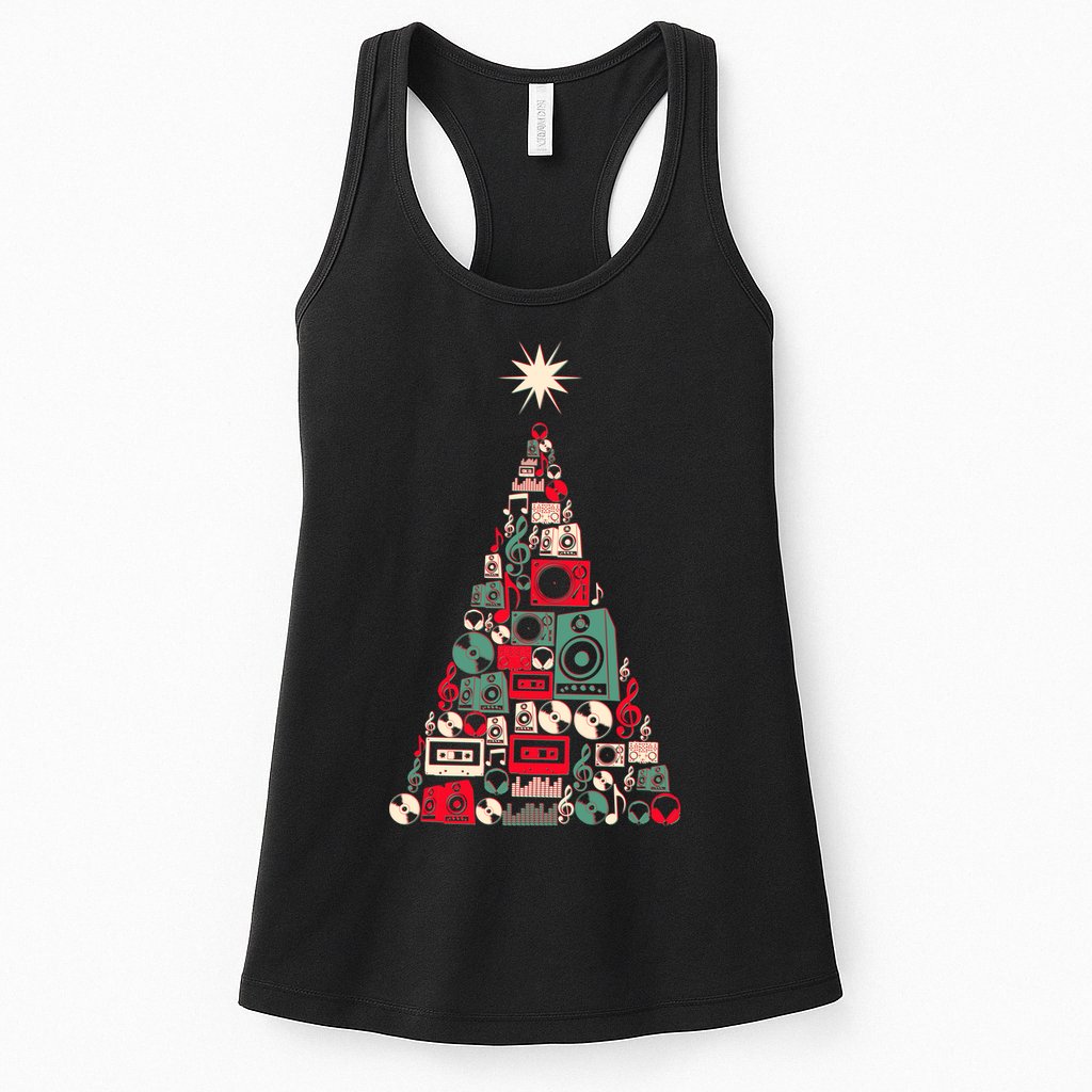 Audio Music Fan Christmas Tree Womens Tank Top