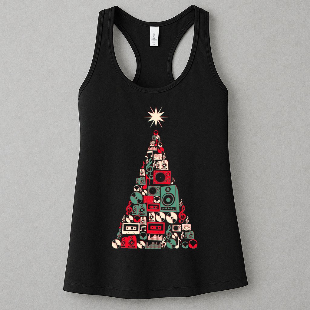 Audio Music Fan Christmas Tree Womens Tank Top