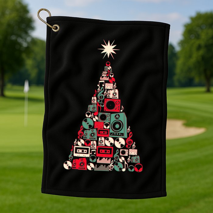 Audio Music Fan Christmas Tree Golf Towel