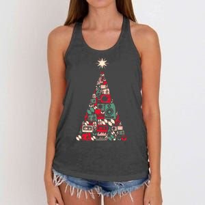 Audio Music Fan Christmas Tree Women's Knotted Racerback Tank