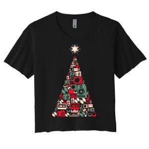 Audio Music Fan Christmas Tree Women's Crop Top Tee