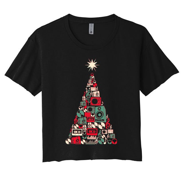 Audio Music Fan Christmas Tree Crop Top