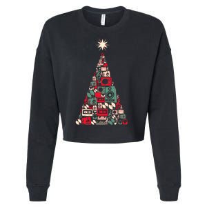 Audio Music Fan Christmas Tree Cropped Pullover Crew