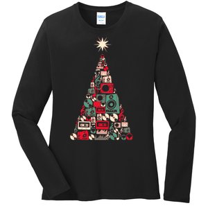 Audio Music Fan Christmas Tree Ladies Long Sleeve Shirt