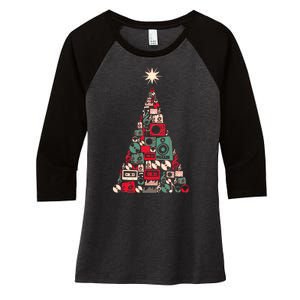 Audio Music Fan Christmas Tree Women's Tri-Blend 3/4-Sleeve Raglan Shirt