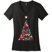 Audio Music Fan Christmas Tree Women's V-Neck T-Shirt