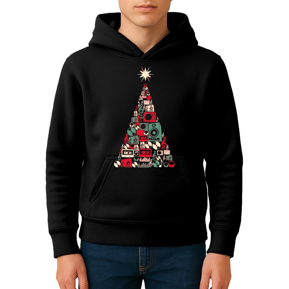 Audio Music Fan Christmas Tree Kids Hoodie