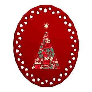 Audio Music Fan Christmas Tree Ceramic Oval Ornament