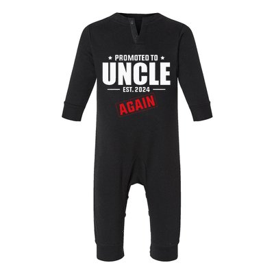 Again Uncle Est 2024 Promoted To Uncle Baby Announcement Infant Fleece One Piece