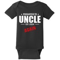 Again Uncle Est 2024 Promoted To Uncle Baby Announcement Baby Bodysuit