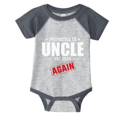 Again Uncle Est 2024 Promoted To Uncle Baby Announcement Infant Baby Jersey Bodysuit