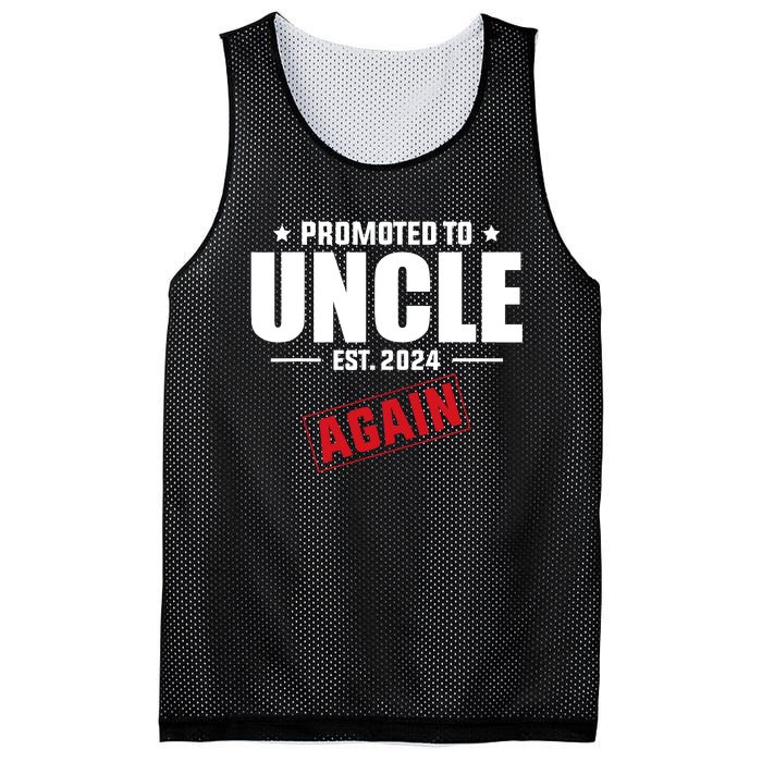 Again Uncle Est 2024 Promoted To Uncle Baby Announcement Mesh Reversible Basketball Jersey Tank