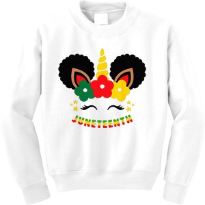 afro unicorn for wo juneteenth Kids Sweatshirt