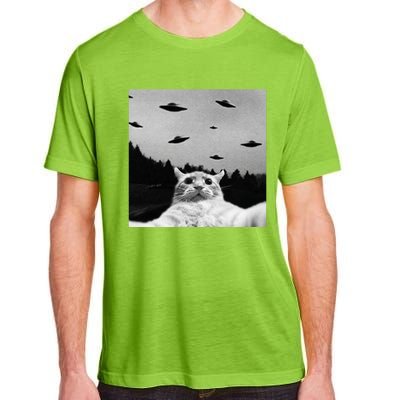 Alien UFO Funny Cat Selfie Adult ChromaSoft Performance T-Shirt