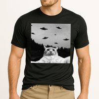Alien UFO Funny Cat Selfie Cooling Performance Crew T-Shirt