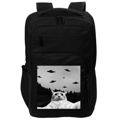 Alien UFO Funny Cat Selfie Impact Tech Backpack