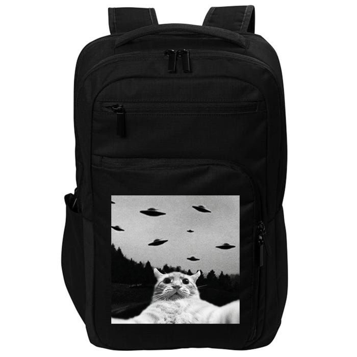 Alien UFO Funny Cat Selfie Impact Tech Backpack