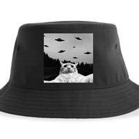 Alien UFO Funny Cat Selfie Sustainable Bucket Hat