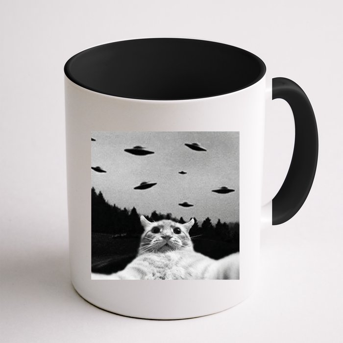 Alien UFO Funny Cat Selfie Mug