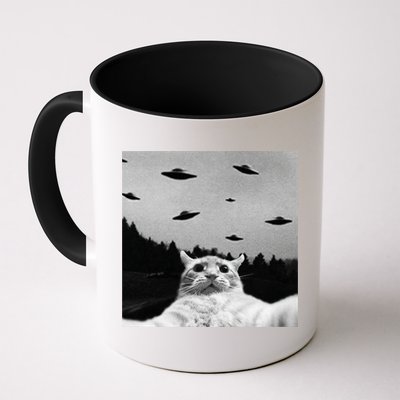 Alien UFO Funny Cat Selfie Mug