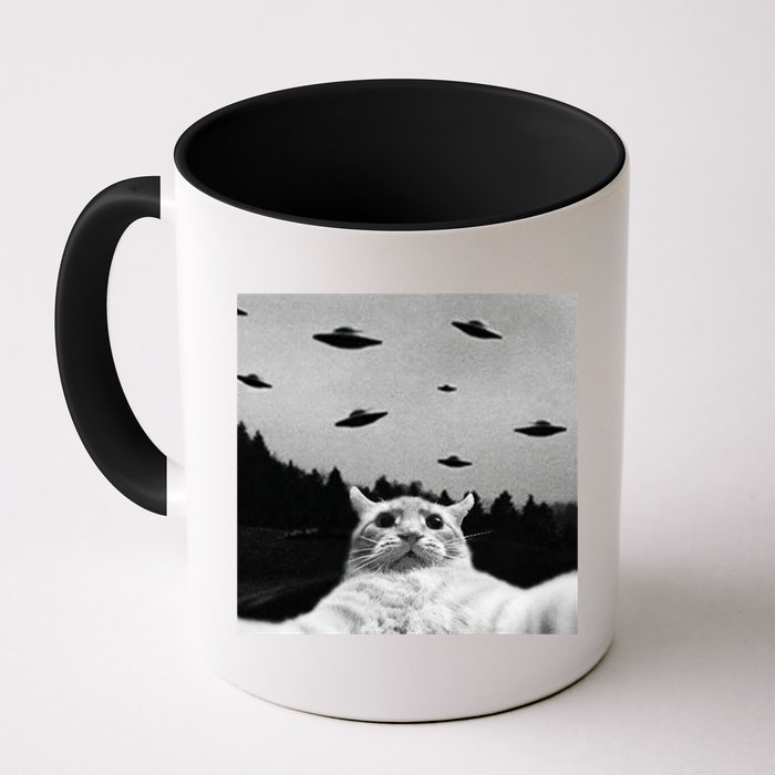 Alien UFO Funny Cat Selfie Mug