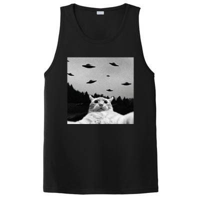 Alien UFO Funny Cat Selfie PosiCharge Competitor Tank