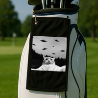 Alien UFO Funny Cat Selfie Golf Towel