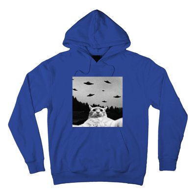 Alien UFO Funny Cat Selfie Hoodie